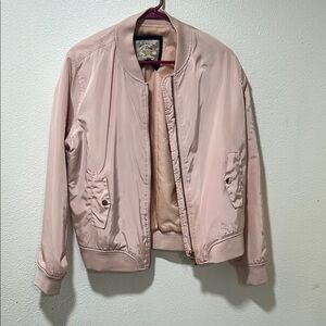 Ci Sono Pink Bomber Jacket with Ribbed Details